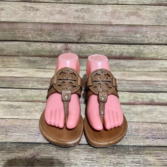 Tory Burch Brown Leather Amanda Sandals - Picture 7 of 9